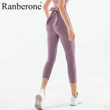 Ranberone 2020 nova alta qualidade mulheres atlético cruz rendas até calças de cintura alta capri yoga ginásio fitness workout correndo leggings 2024 - compre barato