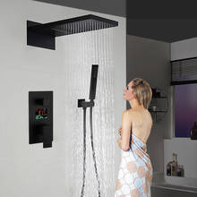 Juego de grifos de ducha de latón negro para baño, mezclador de ducha montado en pared o techo, cabezal de ducha de 8-12" 2024 - compra barato