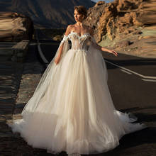 Vestido de noiva 2019 Sweetheart Off the Shoulder Wedding Gowns Ivory Illusion Lace Bride Dress Robe de mariee Custom Made 2024 - buy cheap