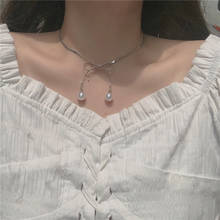 2020 Fashion Korean Silver Color Chain Choker Necklaces Simple Chic Imitation Pearl Bow-knot Pendant Necklaces For Women bijoux 2024 - buy cheap