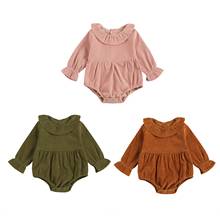 2020 New Fall Autumn 0-24M Toddler Baby Girl Ruffled Collar Back Buttons Lantern Long Sleeve Bodysuit Corduroy Cotton Outfit 2024 - buy cheap