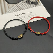Pulseira de casal para amigos 2 tamanhos antidourado preto e vermelho bracelete de sorte presente para amigo joias manuais da moda dropshipping 2024 - compre barato