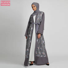 Ramadan eid mubarak bordado abaya kimono cardigan turquia hijab muçulmano vestido roupas para mulher dubai kaftan omã robe 2024 - compre barato