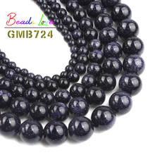 Natural Blue SandStone Round Loose Beads for Needlework Jewelry Making 4 6 8 10 12MM Diy Bracelet Necklace Accessories 15 Inch 2024 - buy cheap