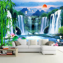 Papel pintado 3D de paisaje de bosque de bambú, mural de pared de bosque de  bambú verde, papel tapiz fotográfico para sala de estar, dormitorio, TV
