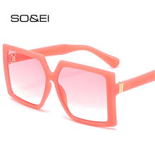SO&EI Fashion Oversized Square Sunglasses Women Trending Leopard Gradient Eyewear Shades UV400 Retro Metal Men Sun Glasses 2024 - buy cheap