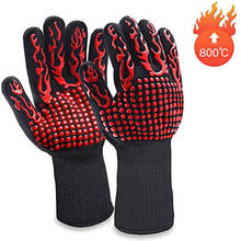 BBQ Gloves 1472°F Heat Resistant Grilling Gloves Silicone Non-Slip Oven Gloves Long Kitchen Gloves Barbecue Cooking Baking Glove 2024 - buy cheap