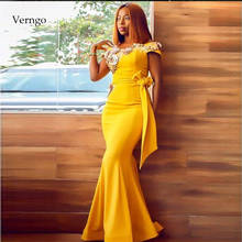 Verngo Mermaid Evening Dresses Long Evening Gowns Yellow Sequin Prom Dress Party Vestidos De Noche 2020 Baljurken 2024 - buy cheap