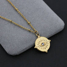 Lnlaid Diamond Eye Shape Gold-plated Pendant Necklace for Women Jewelry Stainless Steel Collar 14K Golden Choker Color Retention 2024 - buy cheap