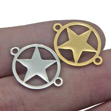 5 pçs círculo de aço inoxidável pentagrama cinco pontos estrela estilo conector artesanal encantos pingente pulseira colar fazendo jóias 2024 - compre barato