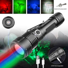 4in1 Tactical Zoomable LED Flashlight Red/Green/Blue/White light Torch Outdoor Hunting Fishing Light Waterproof USB Rechargeable 2024 - buy cheap