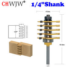 CHWJW 1/4" Shank 1pc Box Joint Router Bit - Adjustable 5 Blade - 3 Flute For Wood Cutter Tenon Cutter for Woodworking Tools 2024 - buy cheap