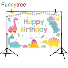 Funnytree photography photobooth Banner boy baby shower Birthday Dot Child dinosaur balloon backdrop studio photocall photophone 2024 - buy cheap