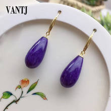 VANTJ Real Natural Charoite Earring Sterling 18K Yellow Gold Drop Water Pear Cut Fine Jewelry for Women Lady Party Wedding Gift 2024 - buy cheap