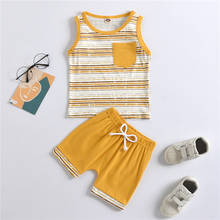 1-5T Newborn Baby Summer Clothing Boys Clothes Set 2-piece Outfit Set Sleeveless Striped Print Tops+Shorts Cotton Outfit 2024 - buy cheap