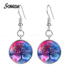 Pendientes colgantes con diseño de árbol de la vida para mujer, aretes coloridos con diseño de árbol de la vida, Gema de cristal, de alto grado, estilo otoñal 2024 - compra barato