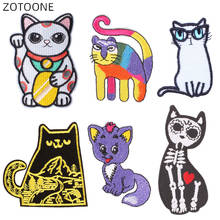 ZOTOONE Cartoon Cat Patch for Clothes Iron on Patches Skull Animal Badge Backpack DIY Embroidered Stickers Sewing on Applique D 2024 - buy cheap