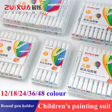 Zuixuan 18/24/36/48Color Markers Set Manga Drawing Markers Pen Alcohol Based Sketch Felt-Tip Twin Brush Pen Art Student Supplies 2024 - buy cheap