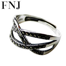 FNJ-Anillo de Plata de Ley 925 para mujer, joyería 100% Original, S925, marcasita de tamaño ajustable 2024 - compra barato