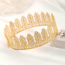 AiliBride-corona redonda de oro para hombres, Tiara de boda, tocado de novia, joyería de cristal para el cabello, accesorios para el cabello de boda, regalo 2024 - compra barato