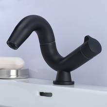 Grifo de latón negro para lavabo de baño, diseño de moda, un solo orificio, mezclador para agua fría y caliente de alta calidad 2024 - compra barato