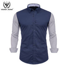 VISADA JUANA Fashion Print Casual Men Long Sleeve Shirt Stitching Fashion Pocket Design Fabric Soft Comfortable Male Dress Slim 2024 - buy cheap