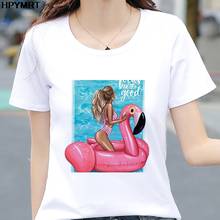 Flamingo air cushion Print T Shirt Summer Women Tops Casual Female T-Shirts Harajuku fashion beauty girls tshirt Women Clothing 2024 - buy cheap