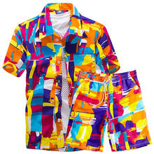 Hot Sale Mens Hawaiian Shirts Set 2020 Fashion Summer Floral Shirts Men +Print Beach Shorts Short Sleeve Tracksuit Men's Sets 2024 - buy cheap