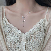 Sweet Zircon Star Moon Tassel Pendant Necklaces For Women Trend Short Clavicle Chain Wedding Jewelry SAN201 2024 - buy cheap