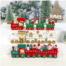 1 PCS New Christmas Train Painted Wood Christmas Decoration for Home with Santa bear Xmas kid toys gift ornament new year Gift 2024 - buy cheap