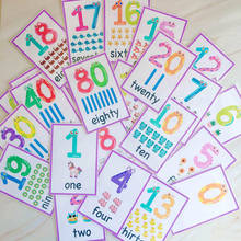 29 pces crianças educação precoce número da palavra matemática aprendizagem cartões flash digitais cartões cognitivos para crianças montessori cartões de leitura 2024 - compre barato