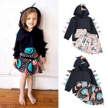 Conjunto de ropa para niños y niñas, abrigo con estampado de dinosaurio 3D, Tops + falda, Sudadera con capucha de dibujos animados para bebé, Otoño e Invierno 2024 - compra barato