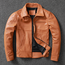 Free shipping.fashion young men leather jacket.slim genuine leather coat.quality biker leather clothing.tanned cowhide. 2024 - buy cheap