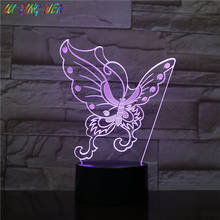 СВЕТОДИОДНЫЙ ночник в виде бабочки с датчиком, 3d светильник для сна, меняющий цвет, украшение для дома, ночсветильник, настольная лампа-бабо... 2024 - купить недорого