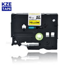 KZE 12mm Flexible label Black on Yellow Laminated Label Tape Flexible Cable Label Tapes  compatible for P-touch PT TzeFX631 2024 - buy cheap