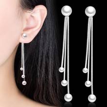 925 Silver Fashion Temperament Elegant Pearl Chain Long Tassel Drop Earring for Women Girls Fine Jewelry AY173 2024 - buy cheap