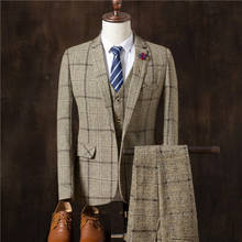 Groom Tuxedos Men Suits Designs Wedding Wear Slim Fit Three Piece Best Man Blazers Groomsmen Jacket Custome (Jacket+Pants+Vest) 2024 - buy cheap