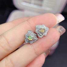 chic natural Opal stud earring for women  925 sterling silver earrings  natural opal fireworks color  birthday gift date love 2024 - buy cheap