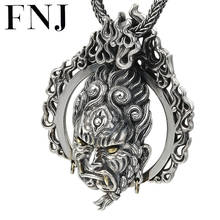 FNJ-Colgante de calavera para hombre y mujer, de plata 925 Original, Punk puro S925, colgantes de plata tailandeses para fabricación de joyas 2024 - compra barato