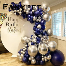 97pcs Luminous Blue Balloons Garland Arch With Silver Chrome Latex Globos for Wedding Birthday Party Happy New Year Decoration 2024 - buy cheap