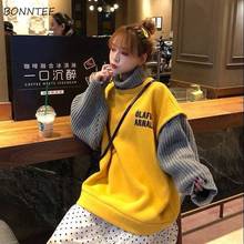 Hoodies Women Autumn Winter Chic Korean Style Simple Casual Patchwork Womens Clothing Ulzzang High Quality Soft Loose Streetwear 2024 - buy cheap