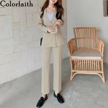 Colorfaith 2021 New Autumn Winter Women's Sets 2 Piece Matching Pants Casual Lace Up High Waist Office Lady Elegant Suit WS965 2024 - buy cheap