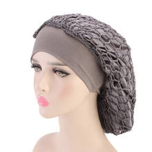 Comfortable Women Fashion Wide Band Mesh Hair Bonnet Satin Bonnet Hair Cap Night Sleep Hat Ladies Turban 2024 - buy cheap