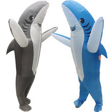 Disfraz inflable de tiburón azul para adultos, disfraz de fiesta de Halloween para hombres y mujeres, inflable de Navidad 2024 - compra barato