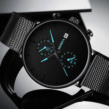 Geneva relógio masculino esportivo, preto, pulseira de malha, data automática, quartzo, preço baixo, dropshipping 2024 - compre barato