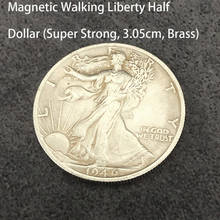 Magnetic Walking Liberty, medio dólar (superfuerte, 3,05 cm, latón), trucos de Magia, primer plano, Magia, ilusión, artilugio, utilería 2024 - compra barato