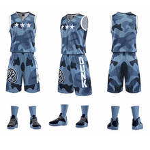Камуфляжные мужские баскетбольные трикотажные костюмы, пустая Женская баскетбольная рубашка, шорты, одежда, дышащие карманы, баскетбольная форма с принтом 2024 - купить недорого