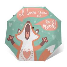 Resistente ao vento dobrável guarda-chuva automático feminino auto bonito raposa confessa seu amor guarda-chuvas à prova de vento chuva para homem guarda-sol 2024 - compre barato