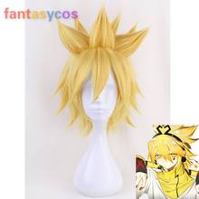 Peruca aotu world god godrose, peruca curta dourada rosa, para cosplay, fantasia de dia das bruxas, cabelo sintético, resistente ao calor, para festa + boné grátis 2024 - compre barato