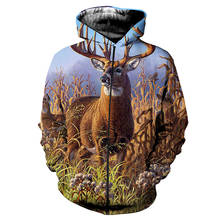 Men Spring Autumn Prairie Deer Hoodies 3D Print Animal Men Zipper  Hoodies Long Sleeve Men's Jacket Coat 2024 - buy cheap